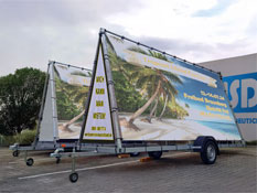 KFZ-Werbeanhänger, Werbeanhänger mieten, mobile Werbung, Mobile Werbung zum Mieten, Anhängerbeschilderung, Anhängerwerbung