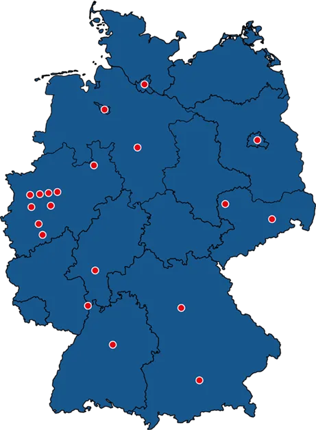 Deutschlandkarte mit Standorten von Werbeservice-Deutschland